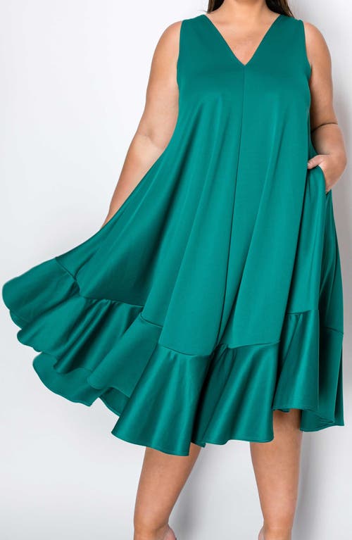 Shop L I V D Simone Pocket Stretch Sleeveless A-line Dress In Emerald