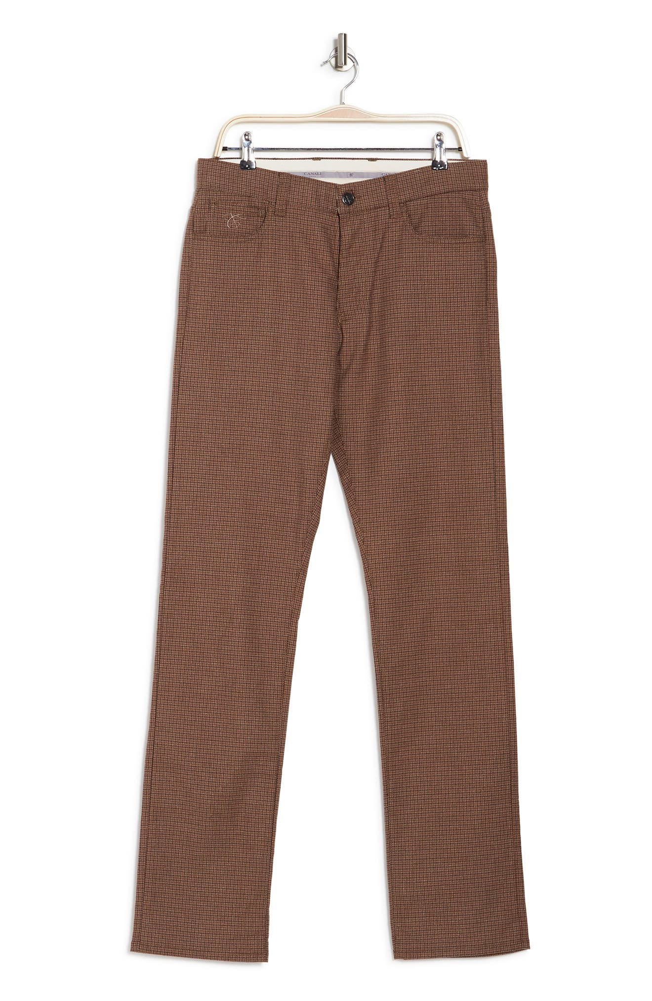 Canali Check Five-pocket Pants In Brown