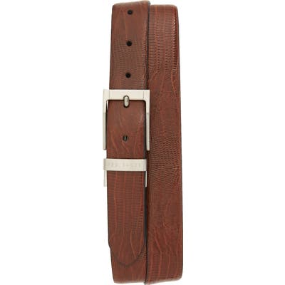 Ted Baker London Lizard Embossed Reversible Leather Belt