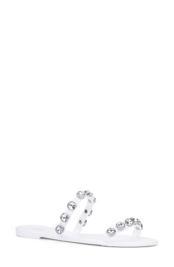 New York And Company Chava Rhinestone Jelly Sandal In White