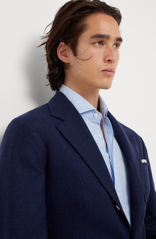 Shop Brunello Cucinelli Diagonal Twill Unconstructed Blazer In Blue