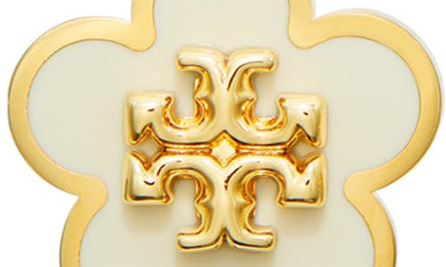 Shop Tory Burch Flower Stud Earrings In Tory Gold/new Ivory