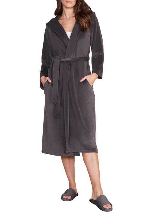 Robes for Women Hooded Bathrobe Velveteen Fleece Robe