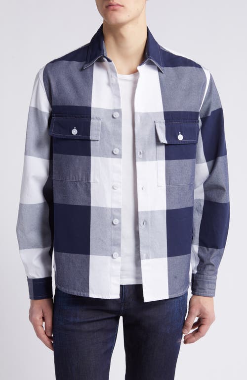 Shop Hugo Boss Boss Owen Plaid Shirt Jacket In Dark Blue