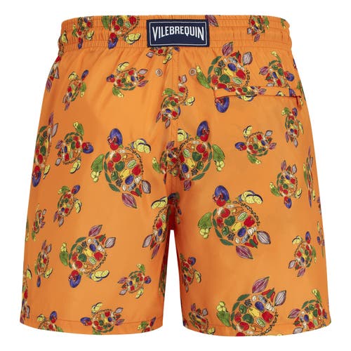 Shop Vilebrequin Rata Turtles Ultra-light And Packable Swim Trunks In Carotte