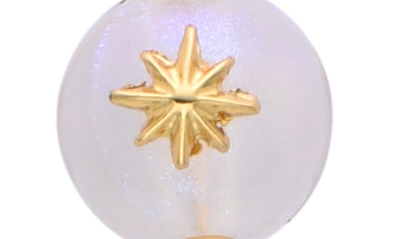 Eye Candy Los Angeles Celestial Moon Cz & Glass Pearl Drop Threader Earrings In Gold
