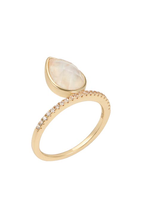 Floating Pear Moonstone Ring