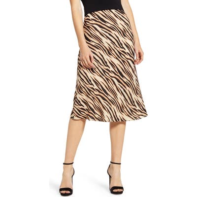 Socialite Print Bias Cut Skirt, Beige