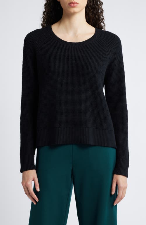 Eileen Fisher Raglan Sleeve Crewneck Sweater In Black
