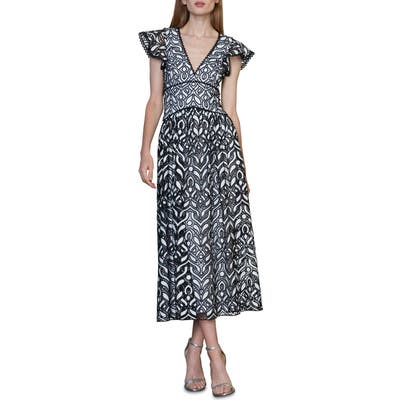 Ml Monique Lhuillier Embroidered Lace Cocktail Dress, Black