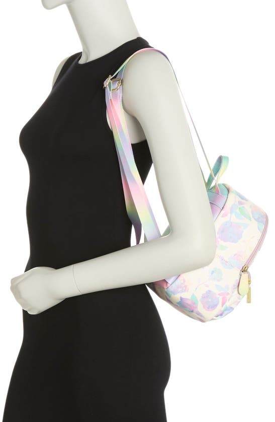 Luv Betsey By Betsey Johnson Patent Small Backpack In Watercolor Roses On White