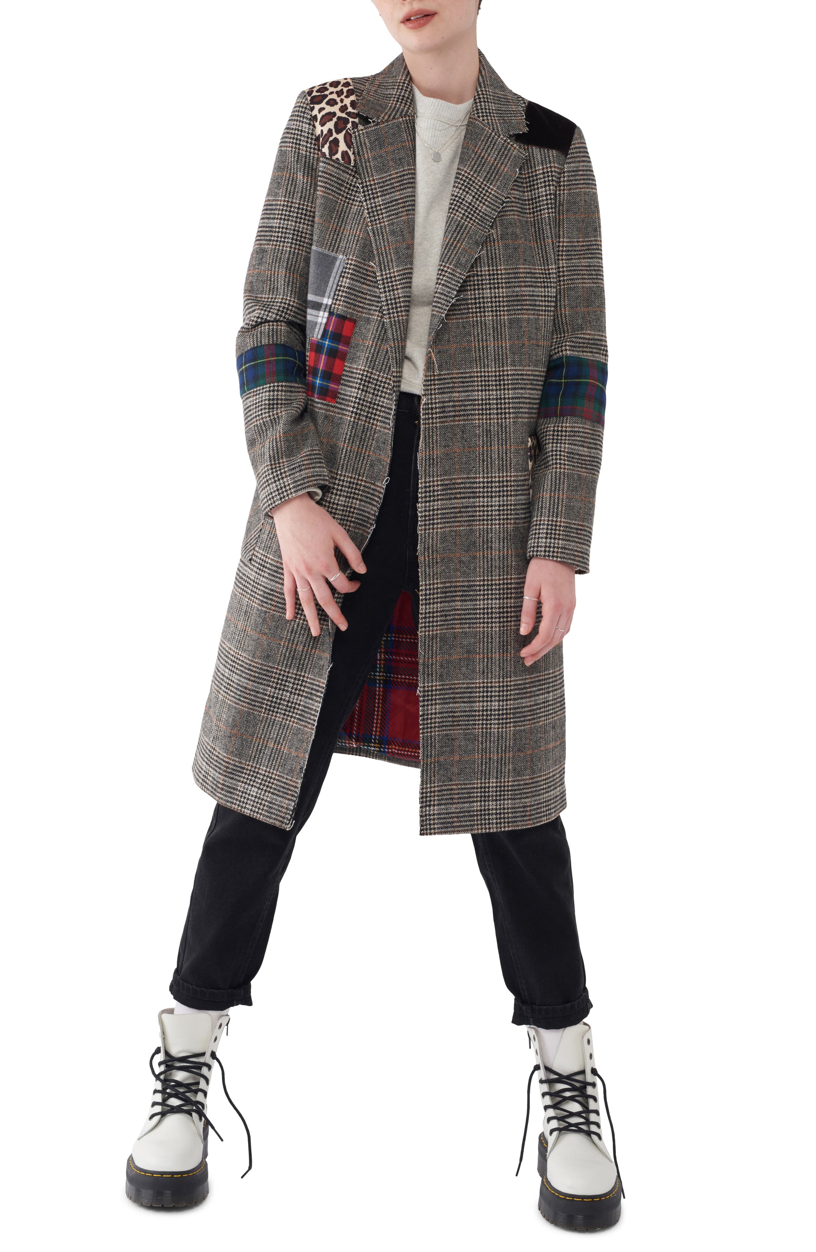 nvlt plaid long coat