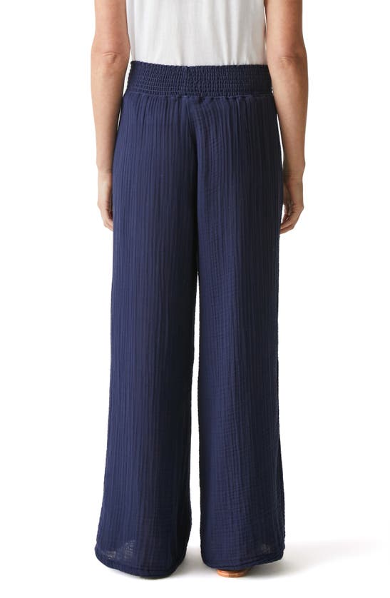 Shop Michael Stars Smocked Wide Leg Pants In Nocturnal