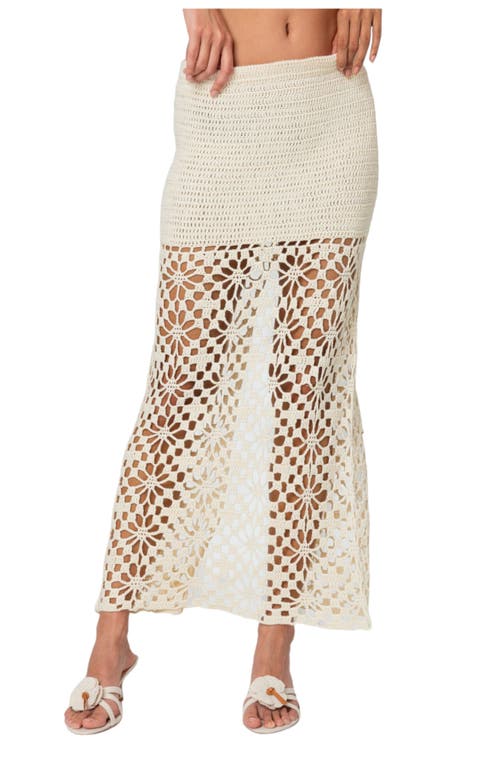 EDIKTED Ida Semisheer Crochet Maxi Skirt Cream at Nordstrom,