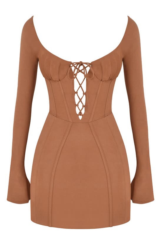 MISTRESS ROCKS MISTRESS ROCKS FLARED LONG SLEEVE CORSET MINIDRESS