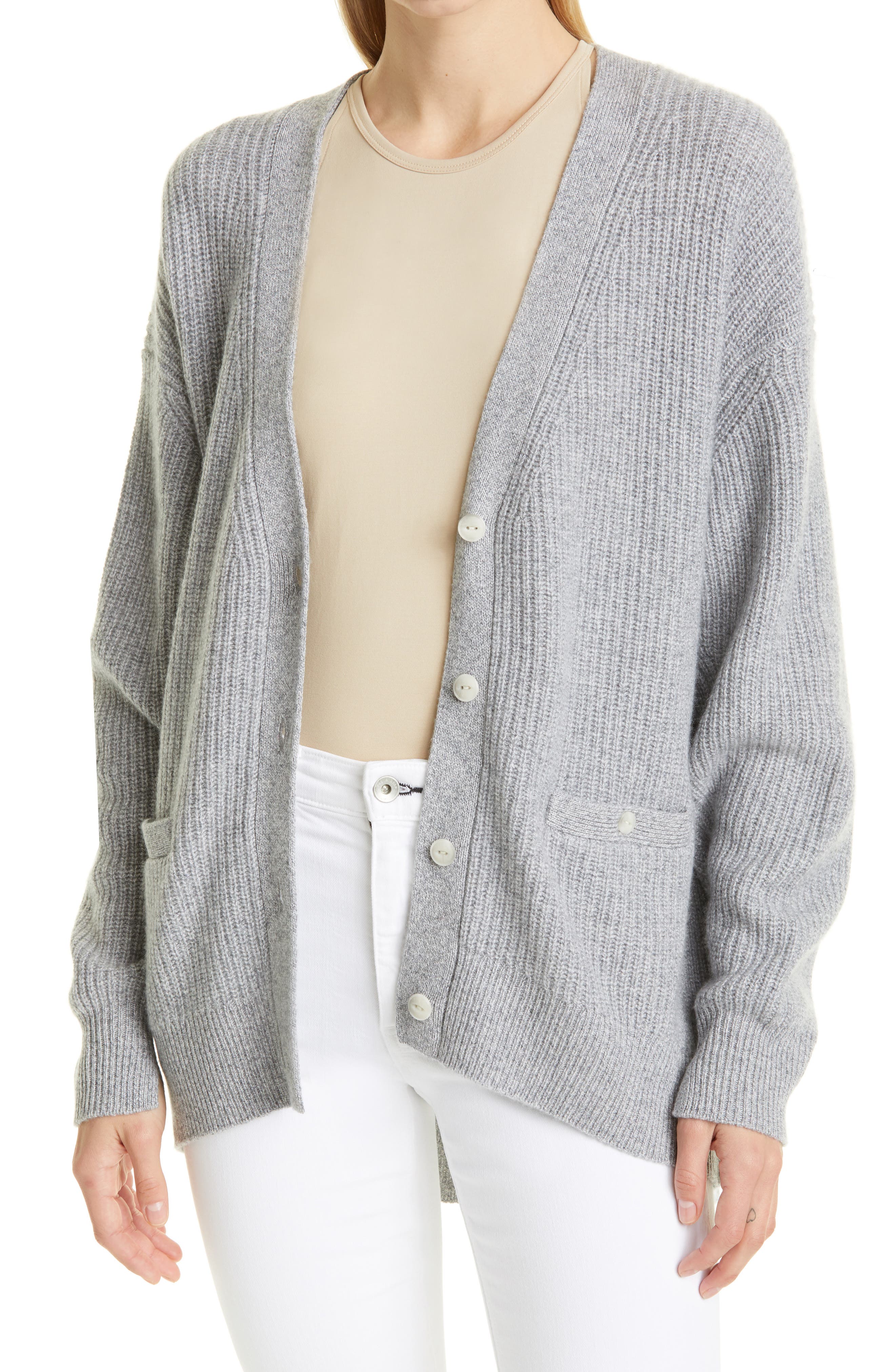 grey cashmere cardigan womens