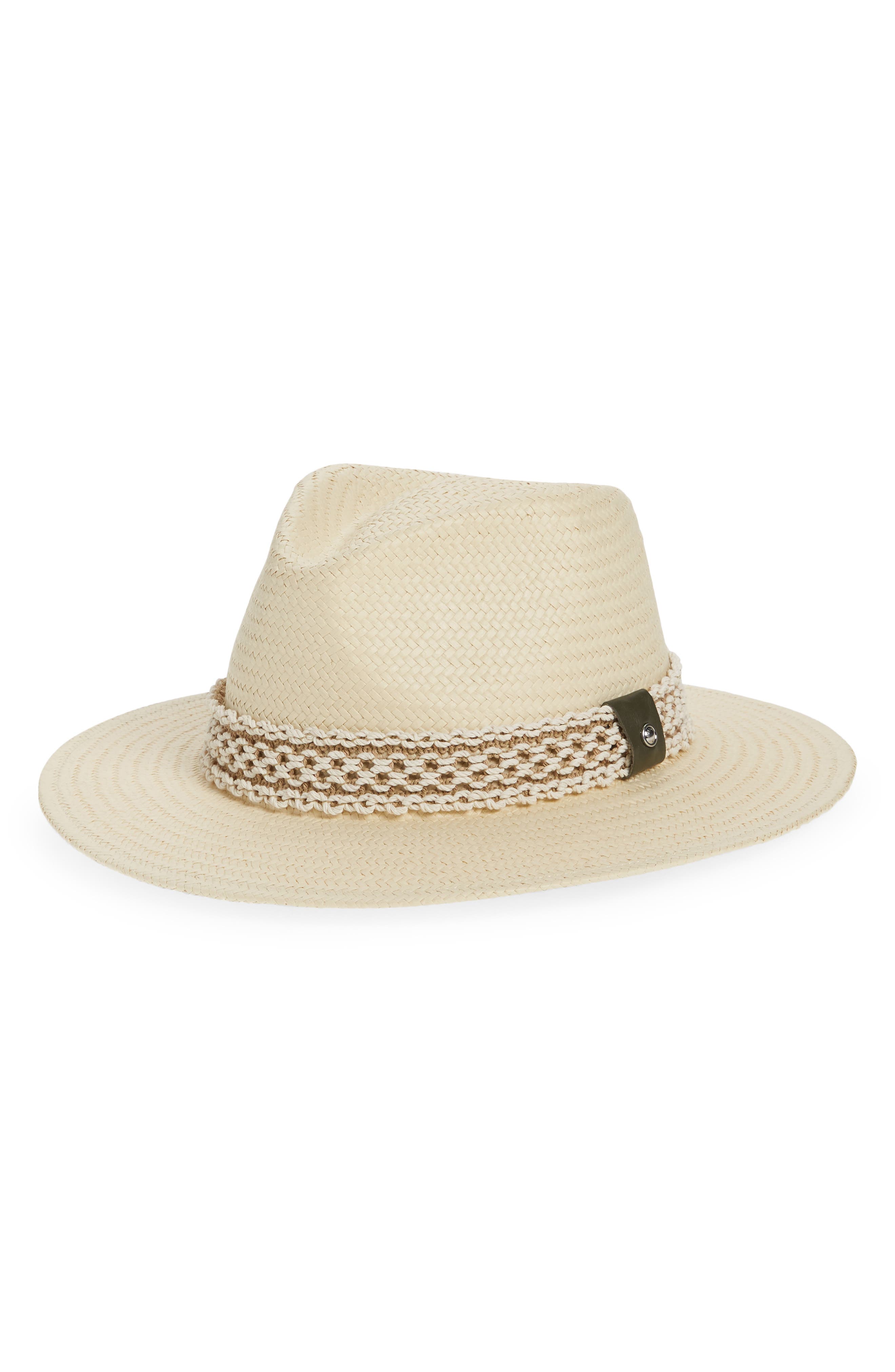 rag & bone Packable Net Band Straw Fedora Hat Nordstrom