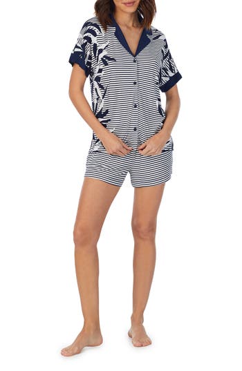 Dkny Stripe Short Pajamas In Dark Blue Stripe