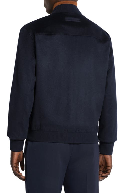 Zegna Oasi Cashmere Elements Water Repellent Bomber Jacket In Navy