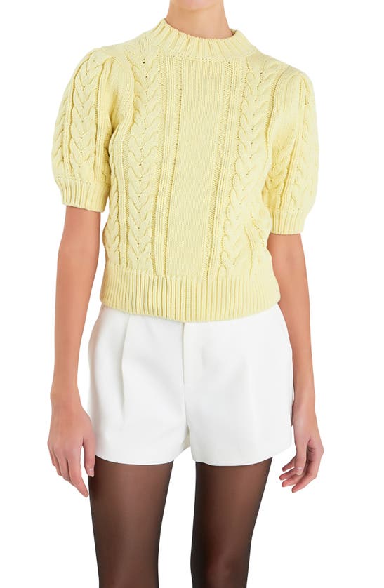 Shop English Factory Mock Neck Cable Stitch Sweater In Lemon