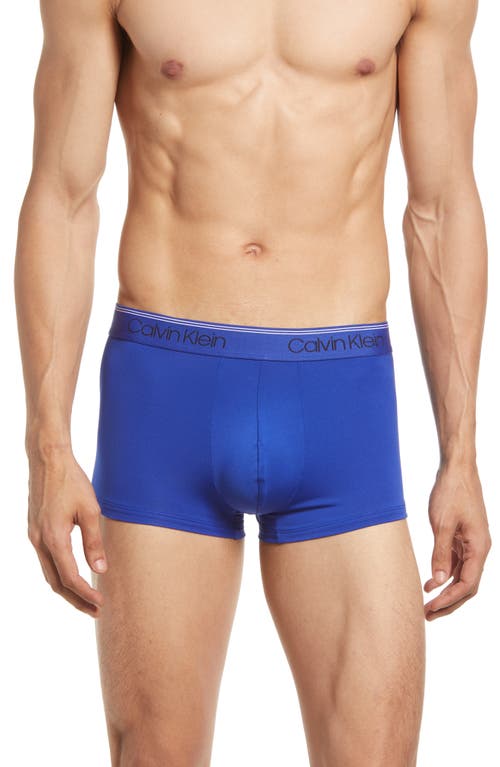 Calvin Klein 3-Pack Low Rise Microfiber Stretch Trunks in Work Blue/Flame/Olive