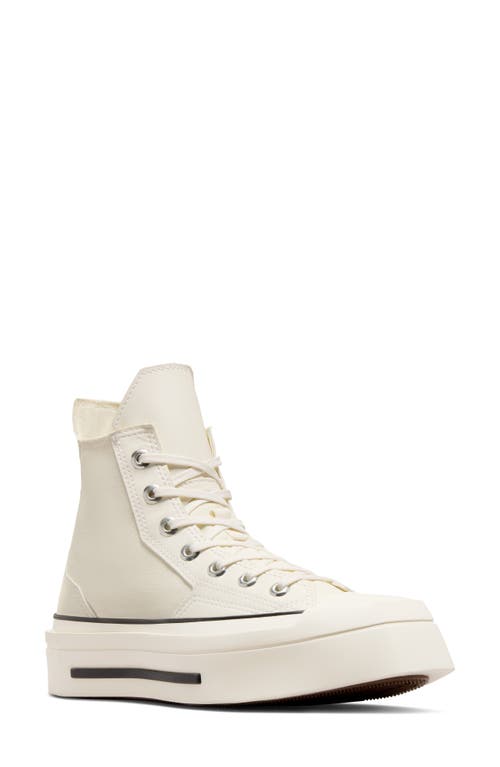 Shop Converse Gender Inclusive Chuck 70 De Luxe Square Toe Platform High Top Sneaker In Egret/black/egret