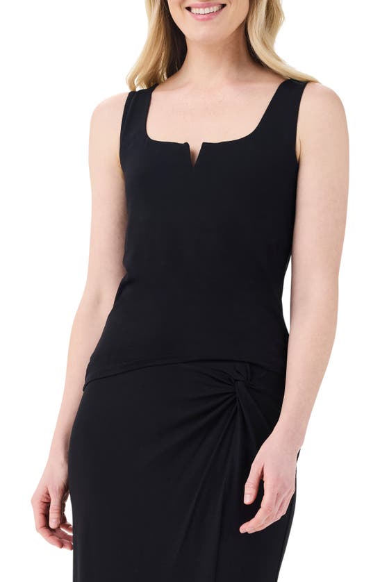 Shop Nic + Zoe Nic+zoe Notched Jersey Tank In Black Onyx