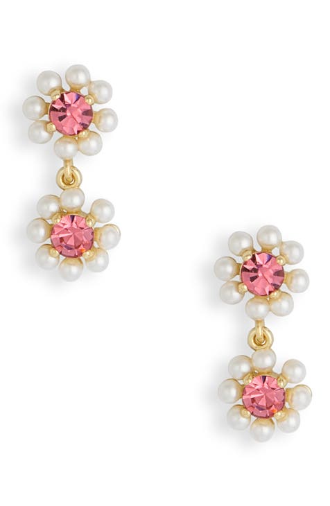 Microflower Imitation Pearl Drop Earrings