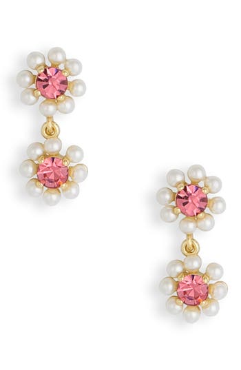 Covet Microflower Imitation Pearl Drop Earrings In Pink