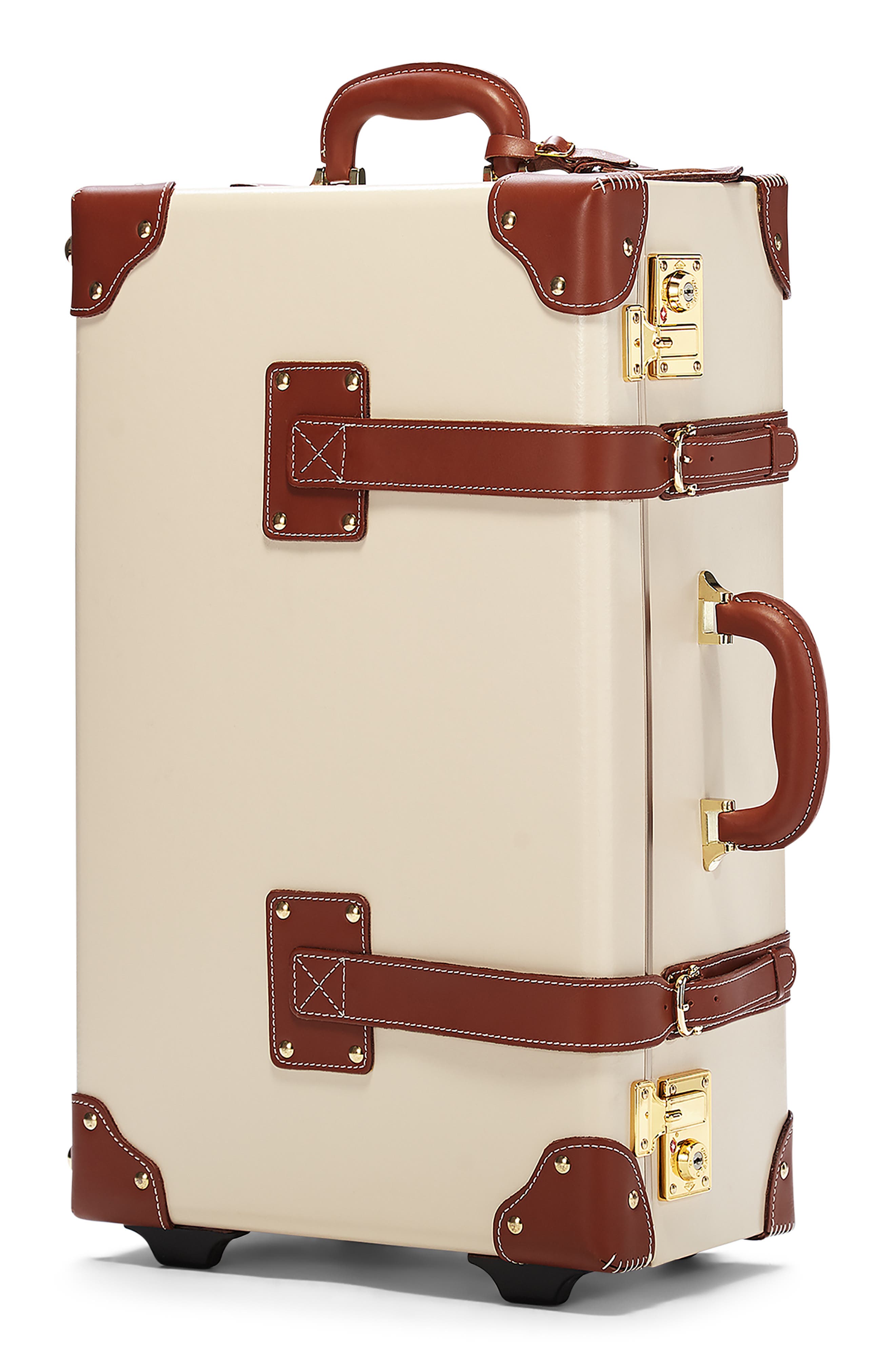 The Diplomat Cream Hatbox  Large Round Suitcase Hat Box Luggage