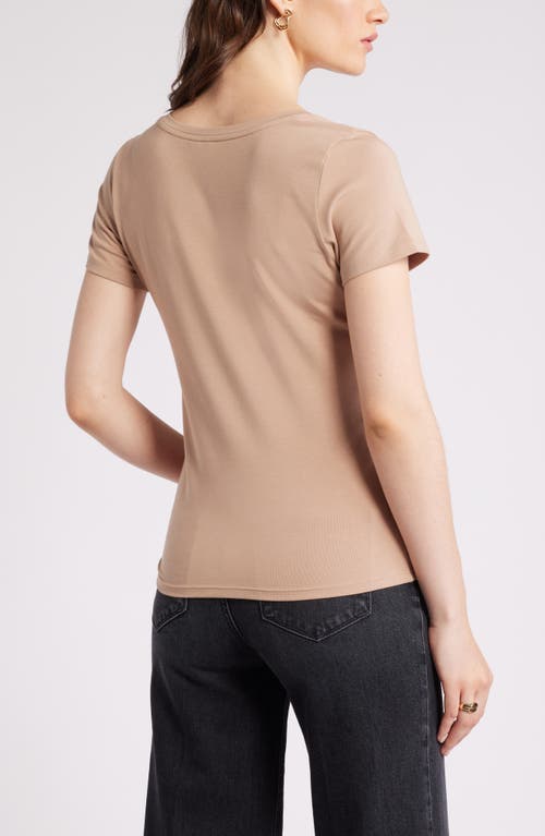 Shop Nordstrom Everyday V-neck Pima Cotton Blend T-shirt In Tan Natural