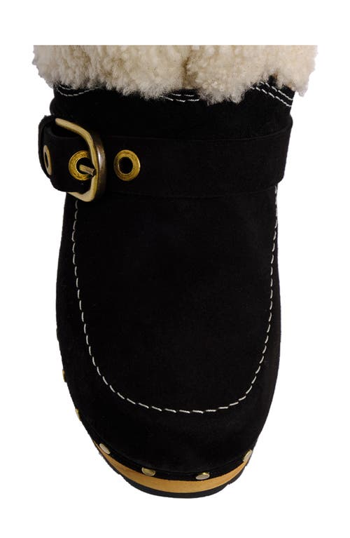 Free People Oak Faux Shearling Clog Bootie In Black Suede