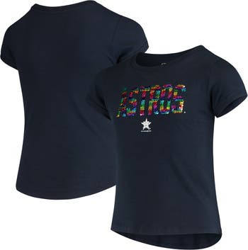 Houston Astros New Era Girl's Youth Flip Sequin T-Shirt - Navy