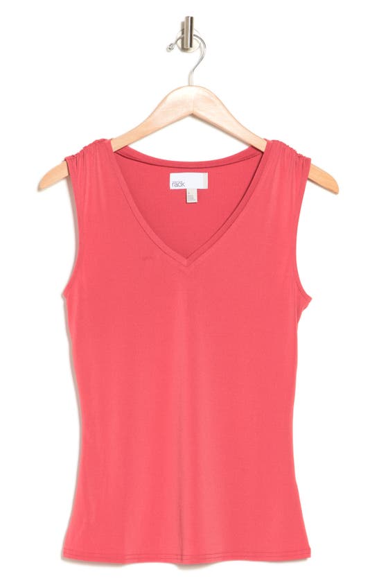 Nordstrom Rack Pleat Shoulder Fitted Tank In Red Mineral