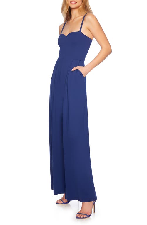 Shop Susana Monaco Sweetheart Neck Wide Leg Jumpsuit In Lake