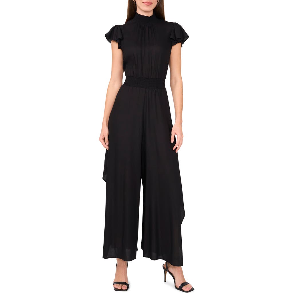 Halogen ® Flutter Sleeve Wide Leg Jumpsuit In Rich Black