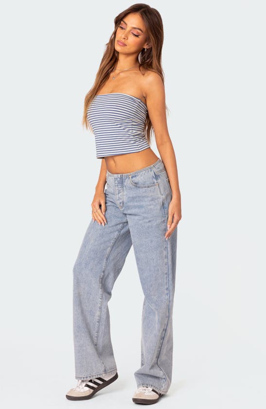 Shop Edikted Lilah Stripe Tube Top In Blue-and-white
