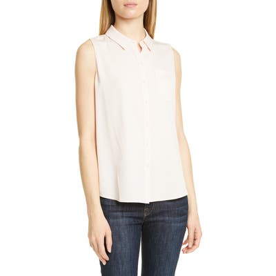 Nordstrom Signature Sleeveless Stretch Silk Shirt, Pink