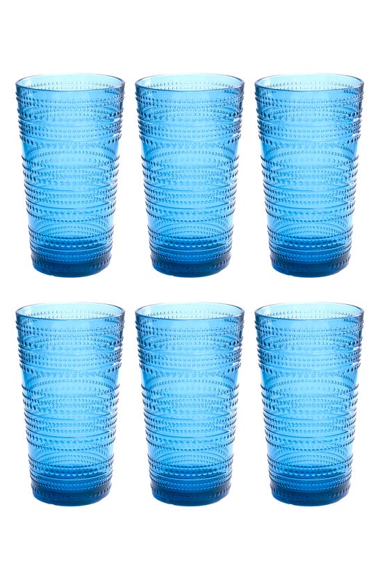 Tarhong Beaded Jumbo Cobalt Glasses, Set Of 6 In Blue