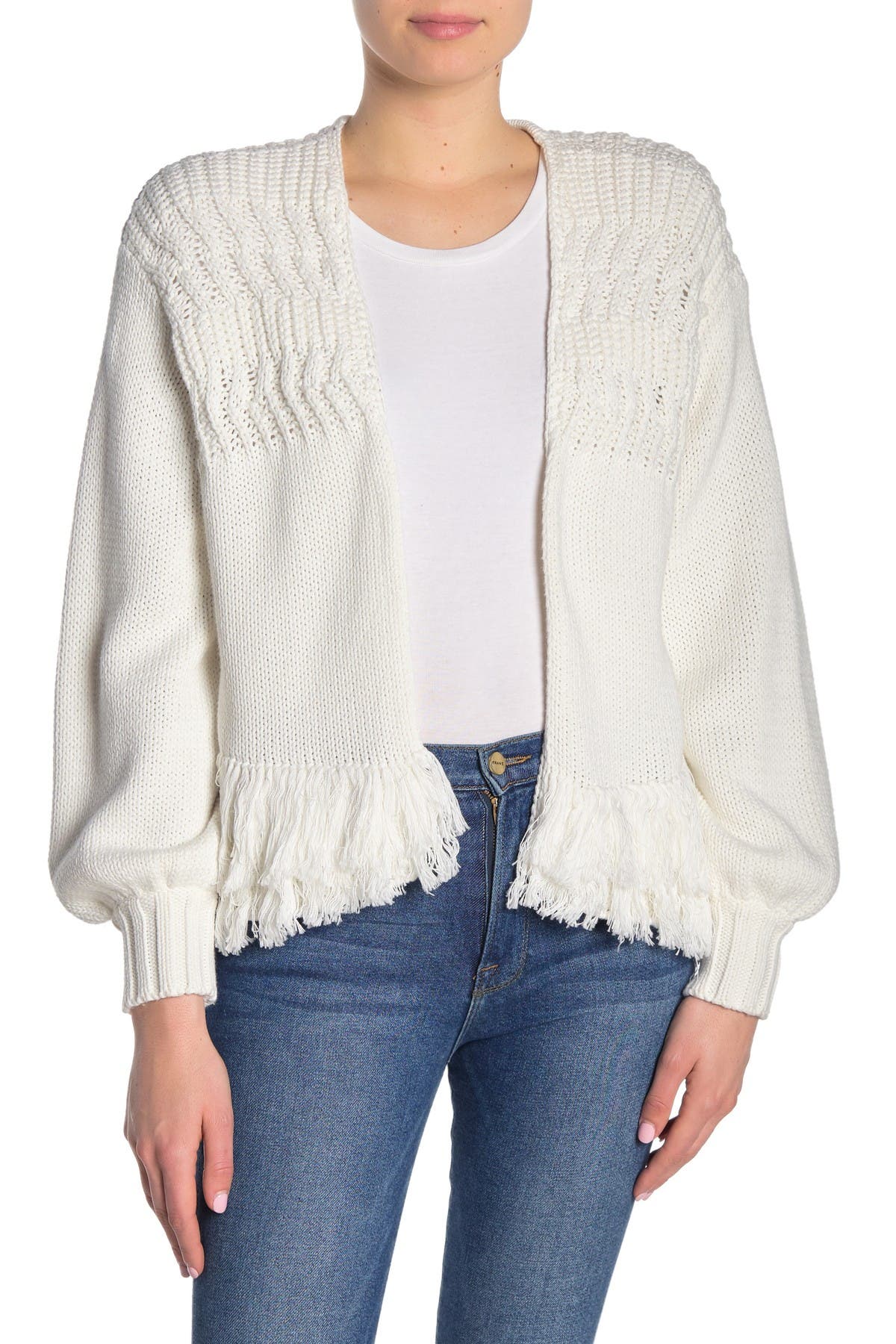 fringe knit cardigan