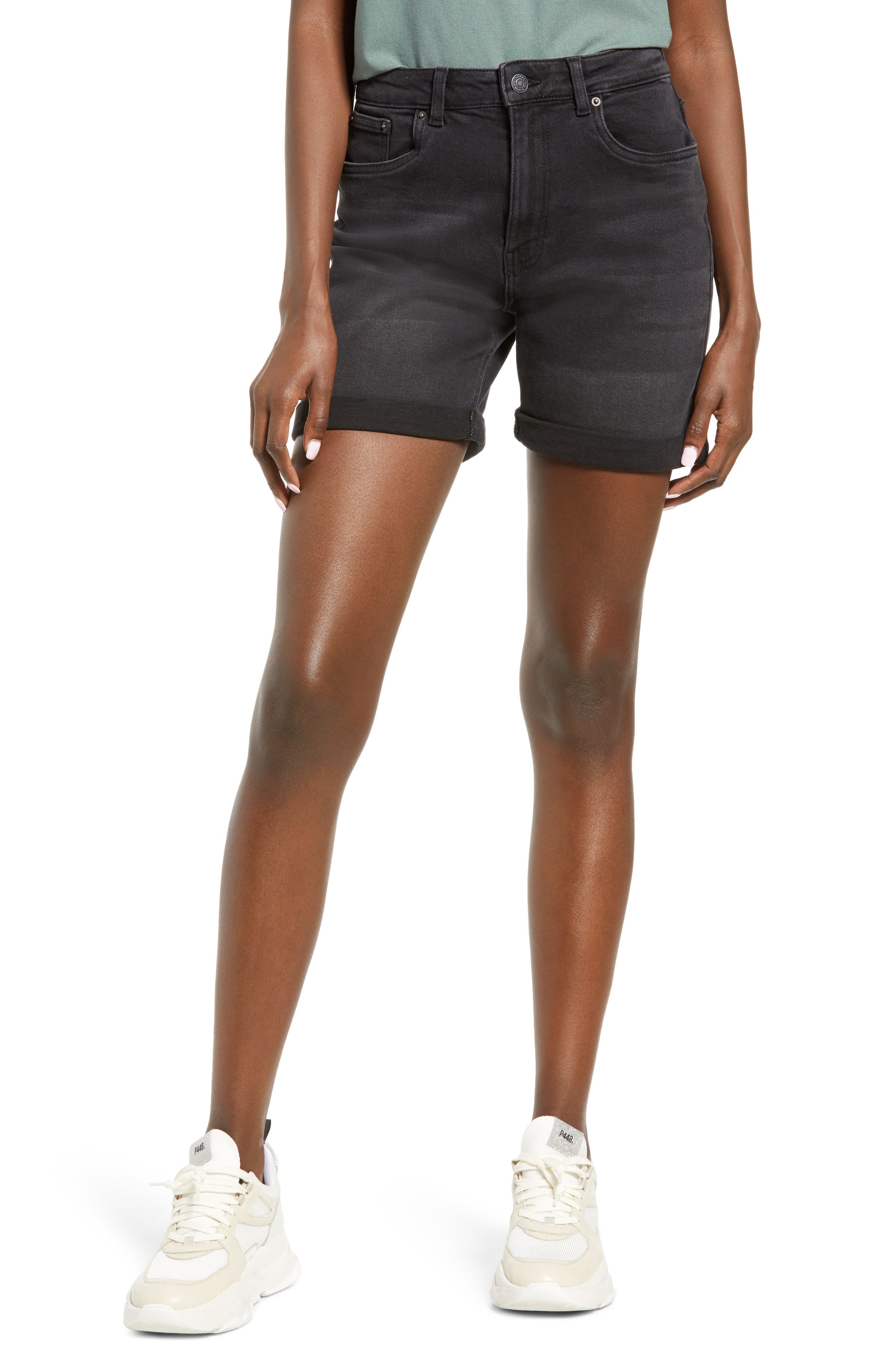 high waisted stretch jean shorts