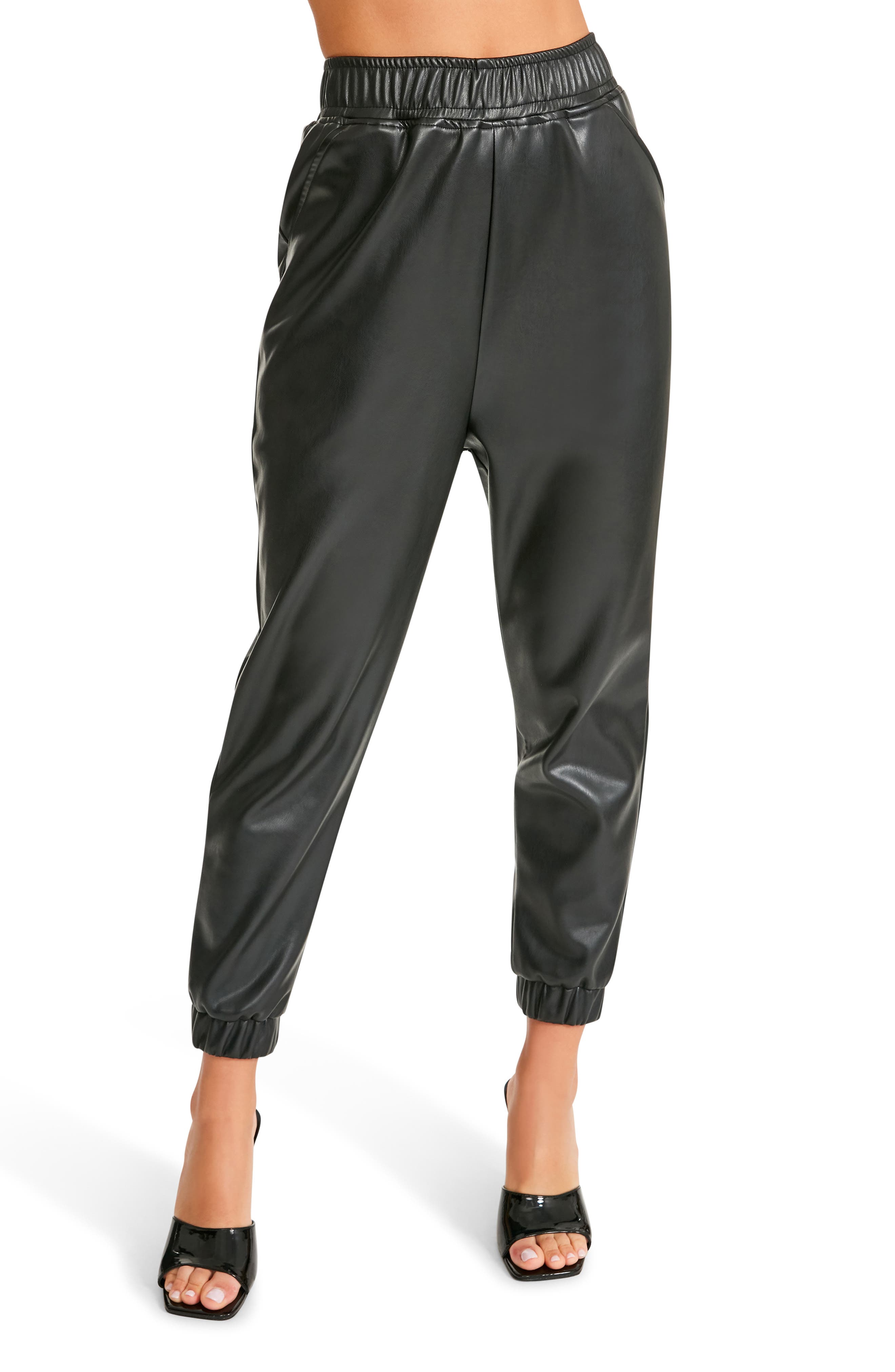 leather jogger pants womens