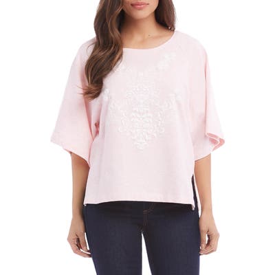 Karen Kane Embroidered Flutter Sleeve Top, Pink