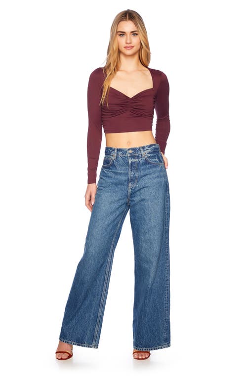 Shop Susana Monaco Ruched Crop Top In Malbec