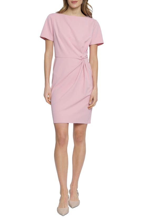 Donna Morgan Side Twist Sheath Dress In Shell Pink