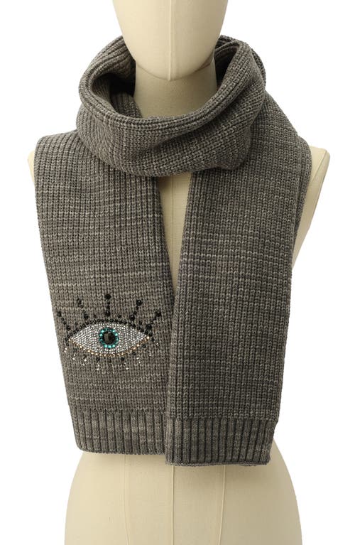 Shop Kurt Geiger London Evil Eye Crystal Embellished Scarf In Dark Grey Marl