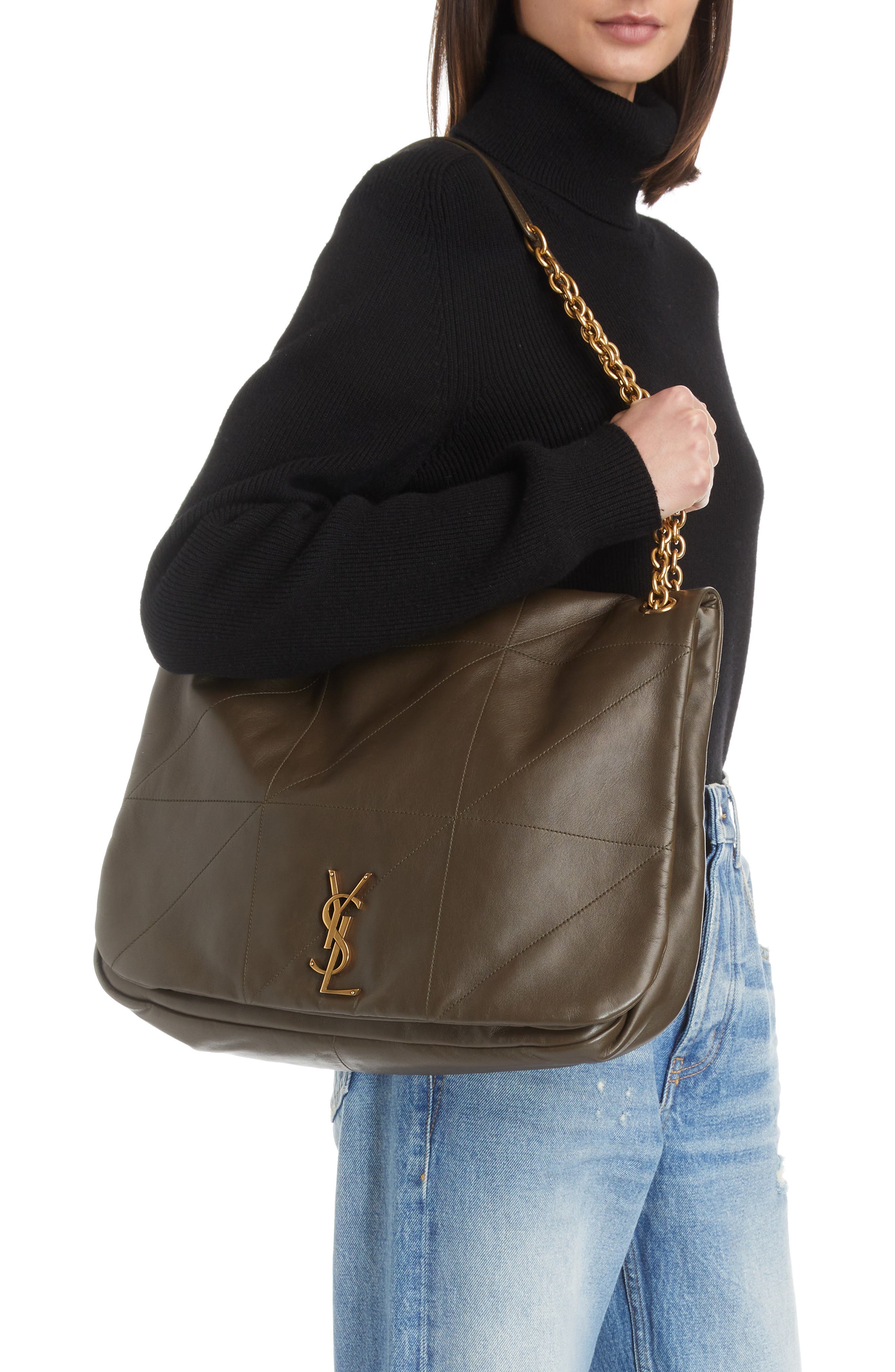 Saint Laurent Jamie 4.3 Patchwork Faux Patent Leather Shoulder Bag
