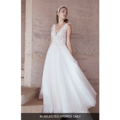 Watters Barbi Embellished Lace & Tulle Wedding Dress, Size IN STORE ONLY - Pink