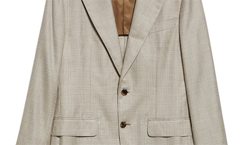 Thom Sweeney Glen Plaid Cashmere & Silk Sport Coat In Oat Check