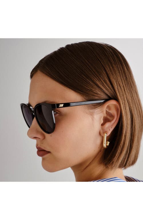 Shop Le Specs Armada 54mm Polarized Round Sunglasses In Shiny Black